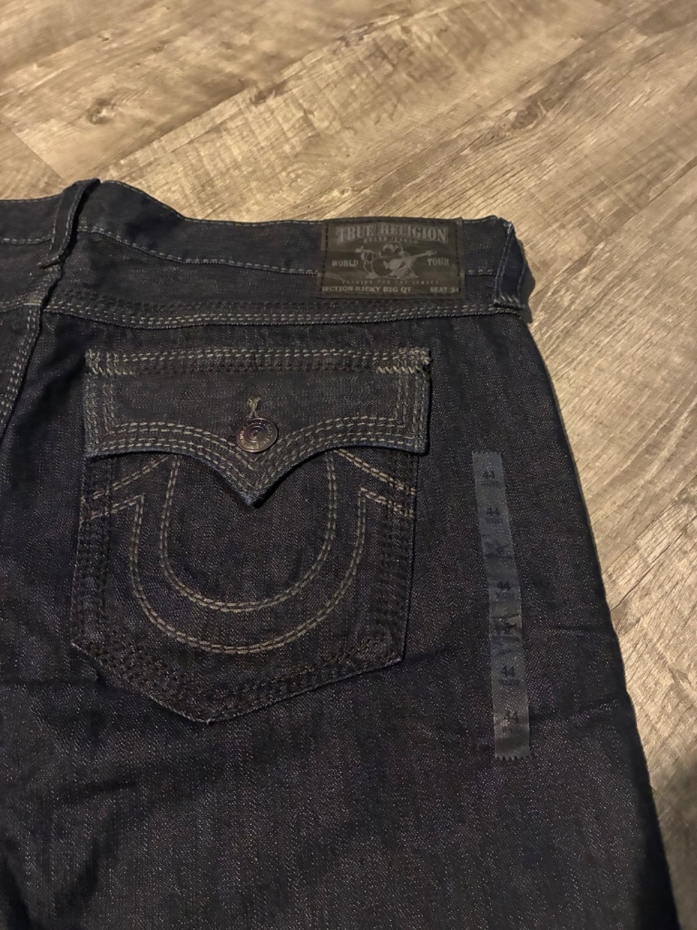 True Religion Jeans Men’s SZ 44 Ricky Big QT Blue Black Grey Made In Usa - Picture 13 of 16